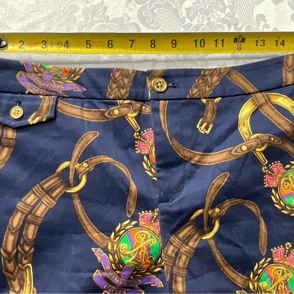 LRL Lauren Ralph Lauren Size 8 Flat Front Cotton City Shorts Navy Equestrian - Picture 7 of 10